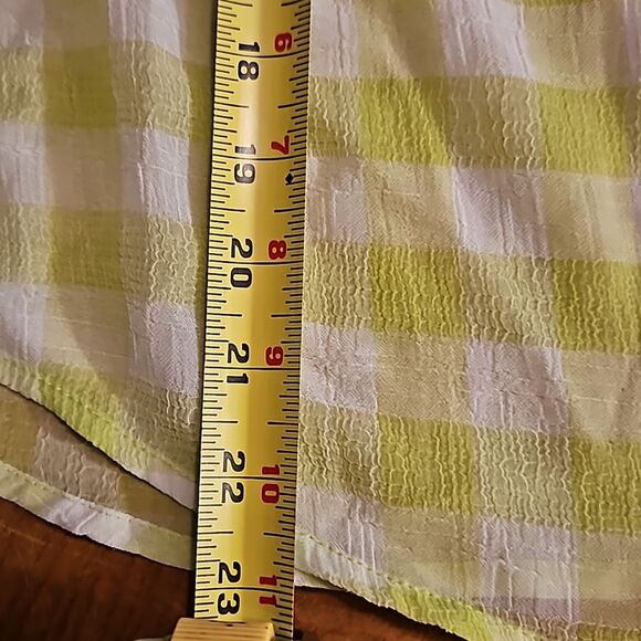 Green Plaid Button‑Down SL Blouse by Aeropostale M | Lightweight Summer Top - Picture 7 of 7